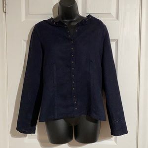 NWT Chico’s Navy Mollia Moto Snap Jacket Sz 0
